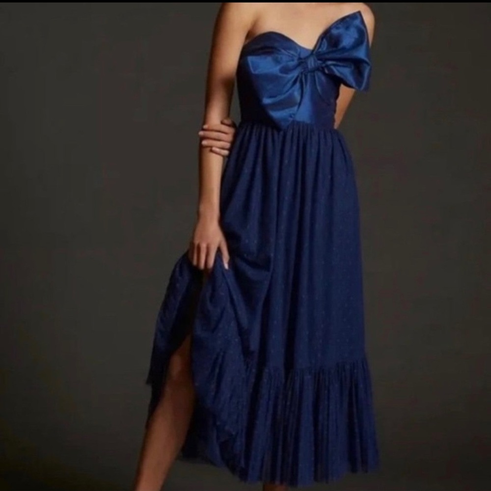 Hutch Strapless Blue Dress with Bow